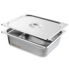 8 Pack Hotel Pans, 1/2 Size Anti-Jam Steam Pan with Lid, 0.8mm Thick Stainless Steel Steam Table Pan, 4-Inch Deep Commercial Table Pan, Catering Storage Food Pan, for Industrial & Scientific