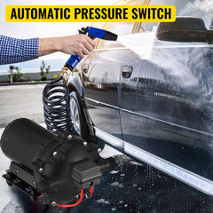 RV Water Pump 5.3 GPM 5.5 Gallons Per Minute 12V Water Pump Automatic 70 PSI Diaphragm Pump with 25 Foot Coiled Hose Washdown Pumps for Boats Caravan Rv Marine Yacht