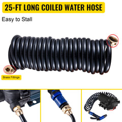 RV Water Pump 5.3 GPM 5.5 Gallons Per Minute 12V Water Pump Automatic 70 PSI Diaphragm Pump with 25 Foot Coiled Hose Washdown Pumps for Boats Caravan Rv Marine Yacht