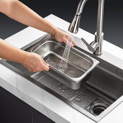 8 Pack Hotel Pans, 1/3 Size Anti-Jam Steam Pan with Lid, 0.8mm Thick Stainless Steel Steam Table Pan, 6-Inch Deep Commercial Table Pan, Catering Storage Food Pan, for Industrial & Scientific