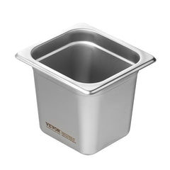 6 Pack Hotel Pans, 1/6 Size Anti-Jam Steam Pan, 0.8mm Thick Stainless Steel Restaurant Steam Table Pan, 6-Inch Deep Commercial Table Pan, Catering Storage Food Pan, for Industrial & Scientific