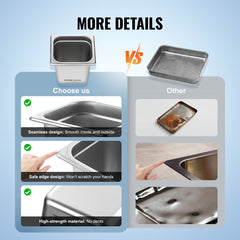 6 Pack Hotel Pans, 1/6 Size Anti-Jam Steam Pan, 0.8mm Thick Stainless Steel Restaurant Steam Table Pan, 6-Inch Deep Commercial Table Pan, Catering Storage Food Pan, for Industrial & Scientific