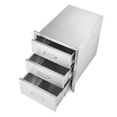 18x23 Inch Outdoor Kitchen Stainless Steel Triple Access BBQ Drawers with Chrome Handle, 18 x23 x 23 Inch