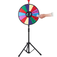 18 Inch Tabletop Color Prize Wheel with Folding Tripod Floor Stand 14 Slots Dry Erase