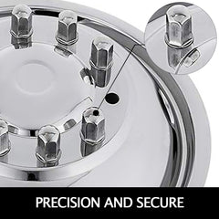 Polished 19.5" 10 Lug Wheel Simulators Stainless Steel Bolt Kit Hubcap Kit Fit for 2005-2020 Ford F450/F550 2WD Trunk Dually Wheel Cover Set