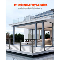 Cable Railing Post, 106.7x2.5x5 cm Level Deck Stair Posts, 1-Pack Stainless Steel Cable Handrail Post, Pre-Drilled Pickets with Mounting Bracket Stair Railing Kit, Black, 1JZLGZXHS1063GGTD001V0