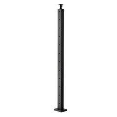 Cable Railing Post, 106.7x2.5x5 cm Level Deck Stair Posts, 1-Pack Stainless Steel Cable Handrail Post, Pre-Drilled Pickets with Mounting Bracket Stair Railing Kit, Black, 1JZLGZXHS1063GGTD001V0