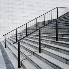 Cable Railing Post, 36x2x2 Inch Stair Railing Post, with Pre-Drilled 30° Angled Holes, Stainless Steel Cable Rail Post with Horizontal and Curved Bracket, 1-Pack, Black, 1JZLGZXHS914YIVIS001V0