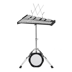 32 Note Glockenspiel Xylophone Bell Kit, Professional Percussion Instrument Set with Mallets, Drum Sticks, Music Stand, 8" Practice Pad, Adjustable Stand and Carrying Bag for Students & Adults
