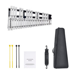32 Note Glockenspiel Xylophone Bell Kit, Percussion Instrument with Mallets, Drum Sticks and Carrying Bag, Professional Glockenspiel Xylophone Percussion Instrument Set for Adults & Students
