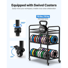 3D Printer Filament Storage Rack, 3 Tier Heavy Duty Storage Shelf, Rolling Filament Spool Holders Racks with Wheels, Filaments Organzied for 3D Printing Station, Office, Workshop (Shelf Only)