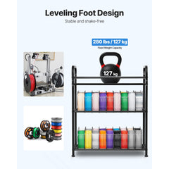 3D Printer Filament Storage Rack, 3 Tier Heavy Duty Storage Shelf, Rolling Filament Spool Holders Racks with Wheels, Filaments Organzied for 3D Printing Station, Office, Workshop (Shelf Only)