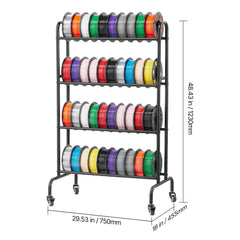 3D Printer Filament Storage Rack, 4 Tier Heavy Duty Storage Shelf, Rolling Filament Spool Holders Racks with Wheels, Filaments Organzied for 3D Printing Station, Office, Workshop (Shelf Only)