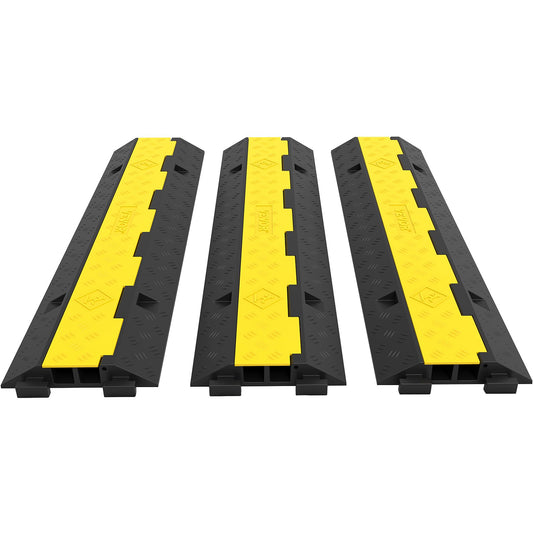 3 Pcs 2-Cable Rubber Electrical Wire Cover Cord Protector Ramp 11000 lbs