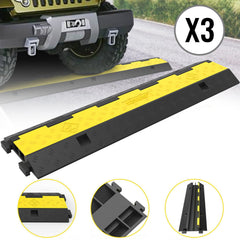 3 Pcs 2-Cable Rubber Electrical Wire Cover Cord Protector Ramp 11000 lbs