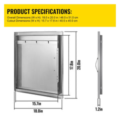 46X51CM Outdoor Kitchen BBQ Door Commercial Stainless Steel Single Access Door