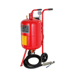 VEVOR 10Gal/40L Sandblaster Equipped w/Nozzle Shut-Off Valve Pressure Gauge Ceramic Nozzle Rubber Wheels Grit Power Sand Blasters Portable Sandblasting Equipment