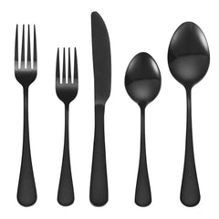 30-Piece Black Silverware Set, Food-Grade Stainless Steel Flatware Utensils for 6, Mirror Finished Cutlery Set, Dishwasher Safe Eating Tableware for Kitchen Home, Include Knife Fork Spoon