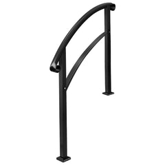 4-Step Handrail Fits 1 or 4 Steps Matte Black Stair Rail Wrought Iron Handrail with Installation Kit Hand Rails for Outdoor Steps