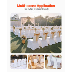 Stretch Spandex Folding Chair Covers, Universal Fitted Chair Cover, Removable Washable Protective Slipcovers, for Wedding, Holiday, Banquet, Party, Celebration, Dining (50PCS White)