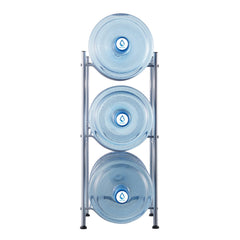 3 Tiers Water Jug Holder, 5 Gallon Water Bottle Holder, Single Row Water Bottle Rack for 3 Bottles, Heavy Duty Water Jug Rack for Kitchen, Office, Living Room, Silver