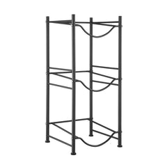 3 Tiers Water Jug Holder, 5 Gallon Water Bottle Holder, Single Row Water Bottle Rack for 3 Bottles, Heavy Duty Water Jug Rack for Kitchen, Office, Living Room, Black