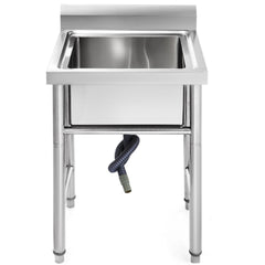 Handmade Sink Non-magnetic Stainless Steel Kitchen Sink Hand Made 1 Compartment 44.4 x 41.9 x 25.4 cm Capacity Huge Tub Sink for Farmhouse Cafe Shop Hospital