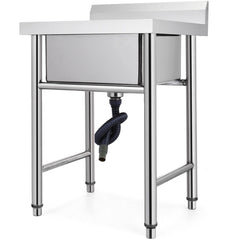 Handmade Sink Non-magnetic Stainless Steel Kitchen Sink Hand Made 1 Compartment 44.4 x 41.9 x 25.4 cm Capacity Huge Tub Sink for Farmhouse Cafe Shop Hospital