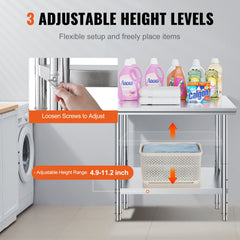 910x610mm Stainless Steel Kitchen Bench Commercial Work Food Prep Table