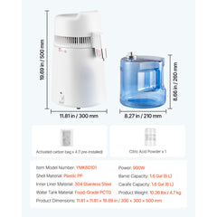 6L Water Distiller Home Countertop Purifier Machine 900W Plastic Container