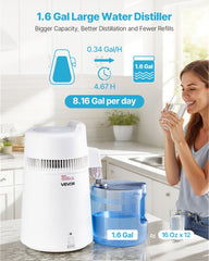 6L Water Distiller Home Countertop Purifier Machine 900W Plastic Container