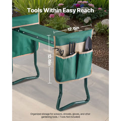Garden Kneeler and Seat, 6 in Wide Kneeling Pad, Heavy Duty Garden Kneeling Stool, Folding Garden Seat with 2 Tool Bags, Relieve Knee & Back Pain, Portable Garden Bench for Women Grandparents