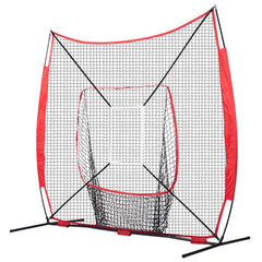 7x7 Baseball Softball Practice Net, Portable Baseball Training Net for Hitting Catching Pitching, Backstop Baseball Equipment with Bow Frame, Carry Bag, Strike Zone, Ball, Tee, Ball Collector