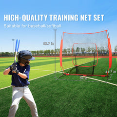 7x7 Baseball Softball Practice Net, Portable Baseball Training Net for Hitting Batting Catching Pitching, Backstop Baseball Equipment Training Aids with Carry Bag and Strike Zone