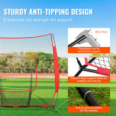 7x7 Baseball Softball Practice Net, Portable Baseball Training Net for Hitting Batting Catching Pitching, Backstop Baseball Equipment Training Aids with Carry Bag and Strike Zone