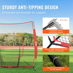 7x7 Baseball Softball Practice Net, Portable Baseball Training Net for Hitting Batting Catching Pitching, Backstop Baseball Equipment Training Aids with Carry Bag and Strike Zone