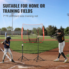 7x7 Baseball Softball Practice Net, Portable Baseball Training Net for Hitting Batting Catching Pitching, Backstop Baseball Equipment Training Aids with Carry Bag and Strike Zone