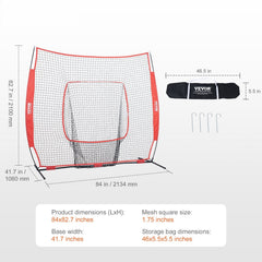7x7 Baseball Softball Practice Net, Portable Baseball Training Net for Hitting Batting Catching Pitching, Backstop Baseball Equipment Training Aids with Carry Bag and Strike Zone
