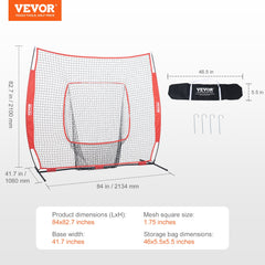 7x7 Baseball Softball Practice Net, Portable Baseball Training Net for Hitting Batting Catching Pitching, Backstop Baseball Equipment Training Aids with Carry Bag and Strike Zone