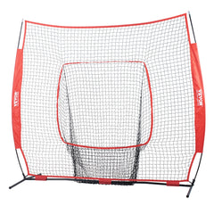 7x7 Baseball Softball Practice Net, Portable Baseball Training Net for Hitting Batting Catching Pitching, Backstop Baseball Equipment Training Aids with Carry Bag and Strike Zone