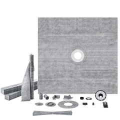 Shower Curb Kit, 1828x1828mm, 72"x72" Shower Pan Kit with 50.8mm ABS Central Flange, 101.6mm Stainless Steel Grate, Waterproof Shower Curb & Membrane & Strip, Shower Pan Slope Sticks Fit for Bathroom