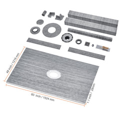 Shower Curb Kit, 1219x1524mm, 60"x48" Shower Pan Kit with 50.8mm ABS Central Flange, Waterproof Membrane, Stainless Steel Grate and Joint Sealant, Shower Pan Slope Sticks Fit for Bathroom
