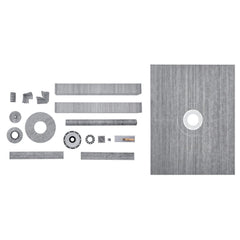 Shower Curb Kit, 1219x1524mm, 60"x48" Shower Pan Kit with 50.8mm ABS Central Flange, Waterproof Membrane, Stainless Steel Grate and Joint Sealant, Shower Pan Slope Sticks Fit for Bathroom