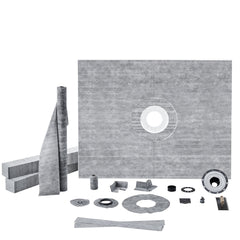 Shower Curb Kit, 1219x1524mm, 60"x48" Shower Pan Kit with 50.8mm ABS Central Flange, Waterproof Membrane, Stainless Steel Grate and Joint Sealant, Shower Pan Slope Sticks Fit for Bathroom