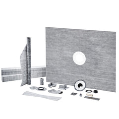 Shower Curb Kit, 1219x1524mm, 60"x48" Shower Pan Kit with 50.8mm ABS Central Flange, Waterproof Membrane, Stainless Steel Grate and Joint Sealant, Shower Pan Slope Sticks Fit for Bathroom