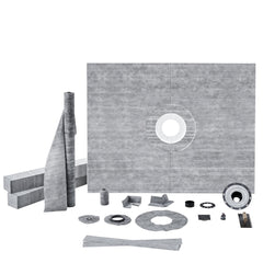 Shower Curb Kit, 1219x1524mm, 60"x48" Shower Pan Kit with 50.8mm ABS Central Flange, Waterproof Membrane, Stainless Steel Grate and Joint Sealant, Shower Pan Slope Sticks Fit for Bathroom