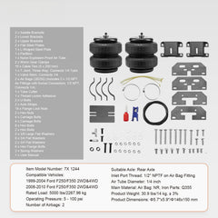 Air Bag Suspension Kit, Air Springs Suspension Bag Kit Compatible with 1999-2004 Ford F250/F350 2WD 4WD, 2008-2010 Ford F250/F350 2WD 4WD, 5000 lbs Loading, 5 to 100 PSI