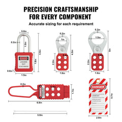 Electrical Lockout Tagout Kit, 47 PCS Safety Loto Kit Includes Padlocks, Hasps, Tags, Nylon Ties, Plug Lockouts, Circuit Breaker Lockouts, and Carrying Bag, for Industrial, Electric Power