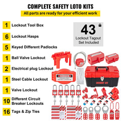 42 PCS Lockout Tagout Kits Electrical Loto Kit for Electrical Risk Removal