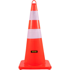 Safety Cones, 10PCS 28\" Traffic Cones, PVC Orange Construction Cones, 2 Reflective Collars Traffic Cones with Weighted Base and Hand-Held Ring Used for Traffic Control, Driveway Road Parking